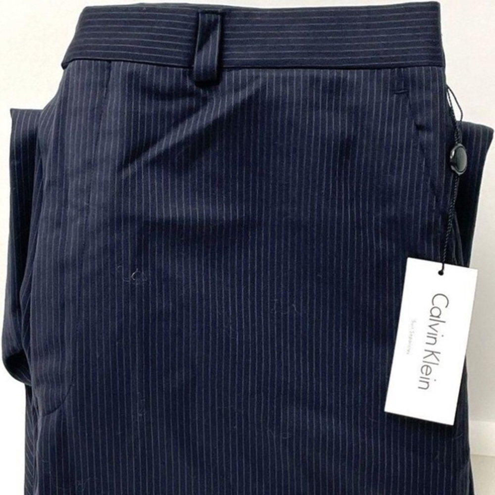 Calvin Klein navy blue pinstriped dress pants NWT size 34x34